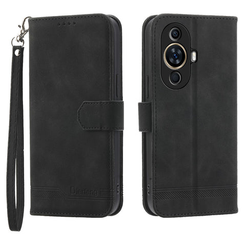 DIERFENG DF-03 Phone Case for Huawei nova 11 / nova 12s 4G / nova 12 Lite 4G , Lines Imprinted Leather Wallet Flip Stand Cover