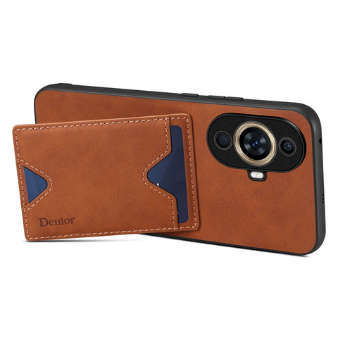 DENIOR For Huawei nova 11 / nova 12s 4G / nova 12 Lite 4G Drop-proof Case PU Leather Coated TPU Phone Cover with Kickstand Card Slot
