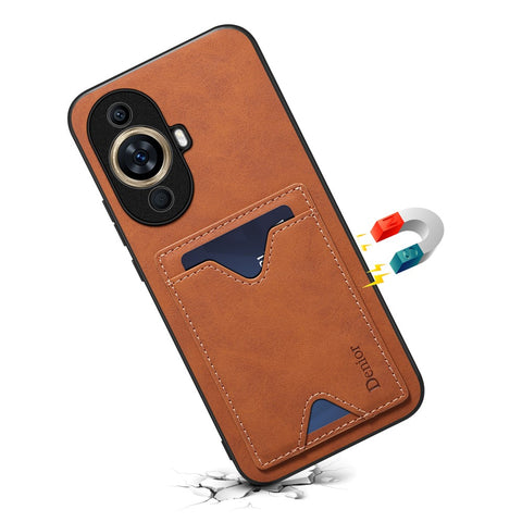 DENIOR For Huawei nova 11 / nova 12s 4G / nova 12 Lite 4G Drop-proof Case PU Leather Coated TPU Phone Cover with Kickstand Card Slot