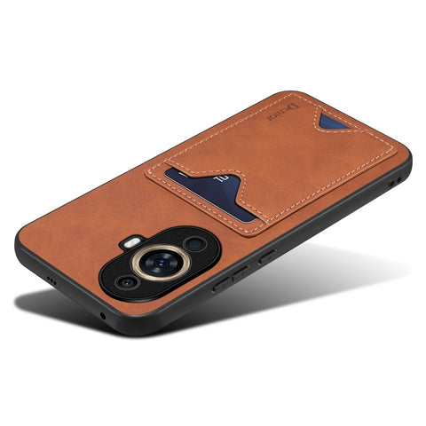 DENIOR For Huawei nova 11 / nova 12s 4G / nova 12 Lite 4G Drop-proof Case PU Leather Coated TPU Phone Cover with Kickstand Card Slot