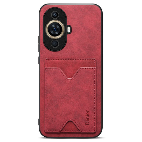 DENIOR For Huawei nova 11 / nova 12s 4G / nova 12 Lite 4G Drop-proof Case PU Leather Coated TPU Phone Cover with Kickstand Card Slot