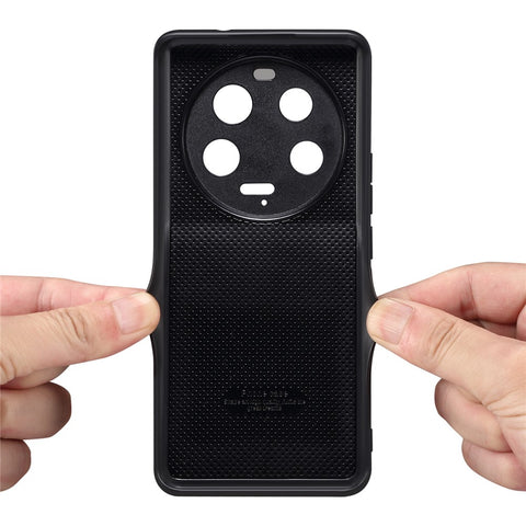 DENIOR For Xiaomi 13 Ultra Drop-proof Case with Kickstand Card Slot PU Leather Coated TPU Phone Cover