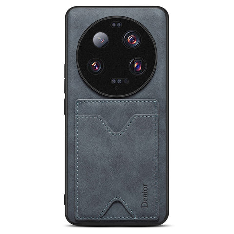 DENIOR For Xiaomi 13 Ultra Drop-proof Case with Kickstand Card Slot PU Leather Coated TPU Phone Cover