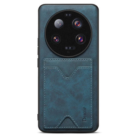 DENIOR For Xiaomi 13 Ultra Drop-proof Case with Kickstand Card Slot PU Leather Coated TPU Phone Cover