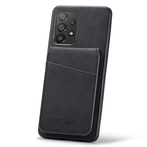 FIERRE SHANN For Samsung Galaxy A33 5G RFID Blocking Card Slots Kickstand PU Leather+TPU Phone Case