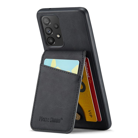 FIERRE SHANN For Samsung Galaxy A33 5G RFID Blocking Card Slots Kickstand PU Leather+TPU Phone Case