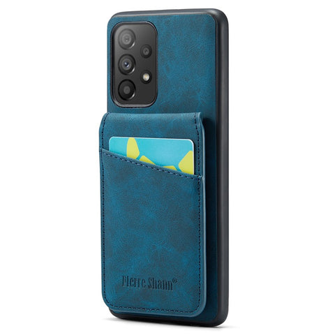 FIERRE SHANN For Samsung Galaxy A33 5G RFID Blocking Card Slots Kickstand PU Leather+TPU Phone Case