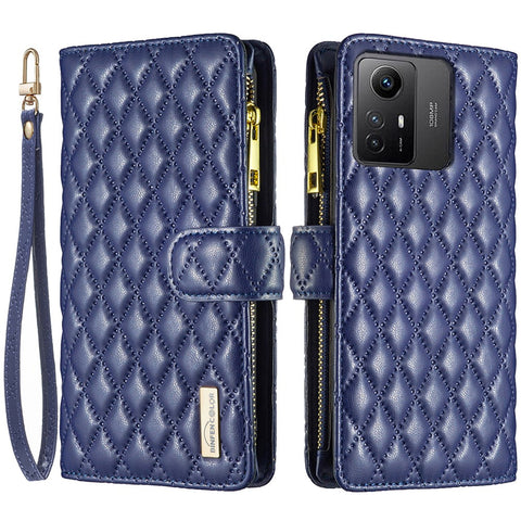 BINFEN COLOR BF Style-15 for Xiaomi Redmi Note 12S 4G Zipper Pocket Leather Wallet Phone Flip Case Stand Cover