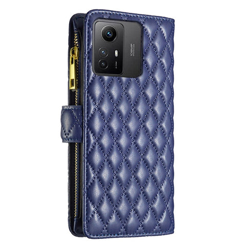 BINFEN COLOR BF Style-15 for Xiaomi Redmi Note 12S 4G Zipper Pocket Leather Wallet Phone Flip Case Stand Cover