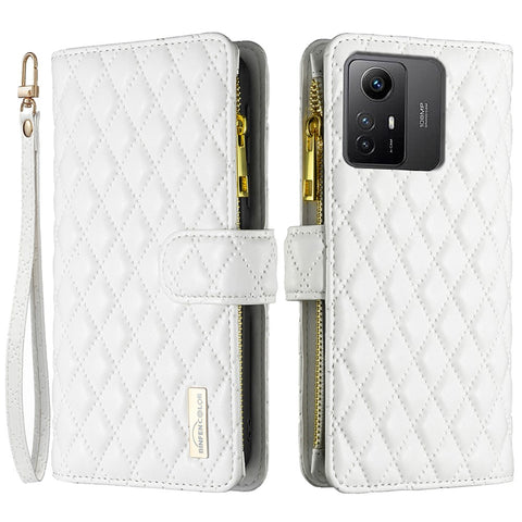 BINFEN COLOR BF Style-15 for Xiaomi Redmi Note 12S 4G Zipper Pocket Leather Wallet Phone Flip Case Stand Cover