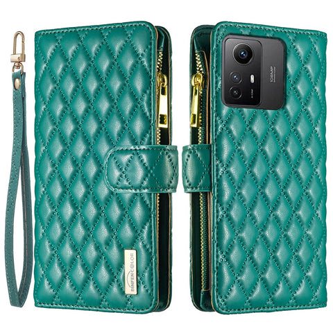 BINFEN COLOR BF Style-15 for Xiaomi Redmi Note 12S 4G Zipper Pocket Leather Wallet Phone Flip Case Stand Cover