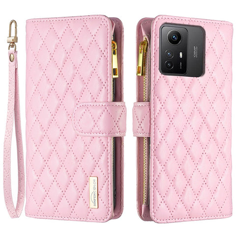 BINFEN COLOR BF Style-15 for Xiaomi Redmi Note 12S 4G Zipper Pocket Leather Wallet Phone Flip Case Stand Cover