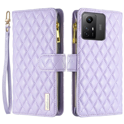 BINFEN COLOR BF Style-15 for Xiaomi Redmi Note 12S 4G Zipper Pocket Leather Wallet Phone Flip Case Stand Cover