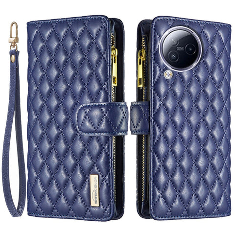 BINFEN COLOR For Xiaomi Civi 3 5G BF Style-15 Zipper Pocket Leather Wallet Phone Flip Case Stand Cover