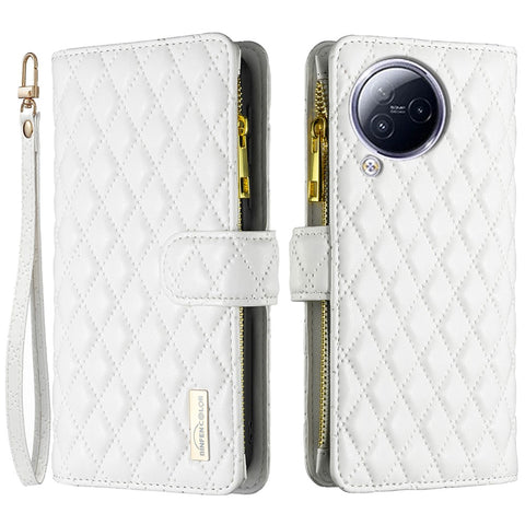 BINFEN COLOR For Xiaomi Civi 3 5G BF Style-15 Zipper Pocket Leather Wallet Phone Flip Case Stand Cover