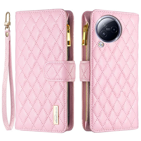 BINFEN COLOR For Xiaomi Civi 3 5G BF Style-15 Zipper Pocket Leather Wallet Phone Flip Case Stand Cover