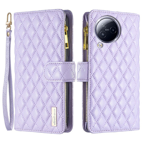 BINFEN COLOR For Xiaomi Civi 3 5G BF Style-15 Zipper Pocket Leather Wallet Phone Flip Case Stand Cover