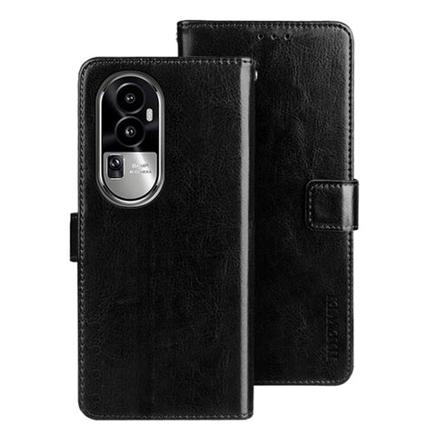 IDEWEI For Oppo Reno10 Pro+ 5G Anti-Fingerprint Phone Shell Wallet Crazy Horse Texture Stand Leather Case Cover