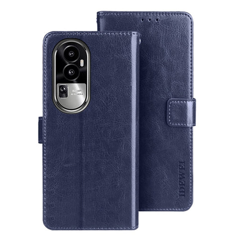 IDEWEI For Oppo Reno10 Pro+ 5G Anti-Fingerprint Phone Shell Wallet Crazy Horse Texture Stand Leather Case Cover