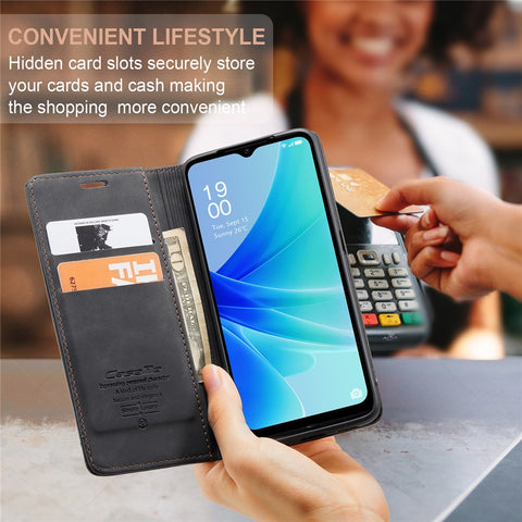 CASEME 013 Series Leather Case for Oppo A57 4G / A57s 4G / A57e 4G / A77 4G / A77s 4G / OnePlus Nord N20 SE 4G Wallet Stand Phone Cover