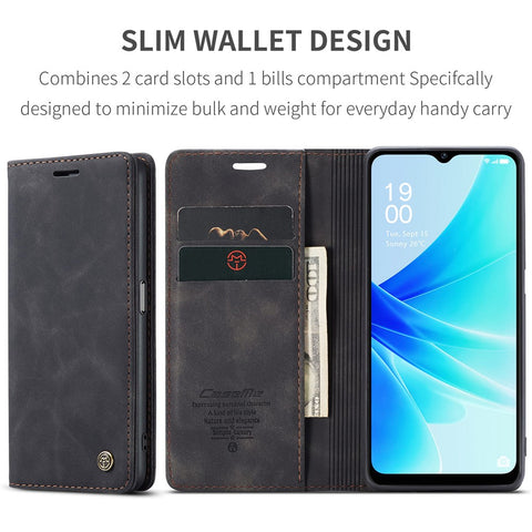 CASEME 013 Series Leather Case for Oppo A57 4G / A57s 4G / A57e 4G / A77 4G / A77s 4G / OnePlus Nord N20 SE 4G Wallet Stand Phone Cover