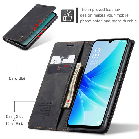 CASEME 013 Series Leather Case for Oppo A57 4G / A57s 4G / A57e 4G / A77 4G / A77s 4G / OnePlus Nord N20 SE 4G Wallet Stand Phone Cover