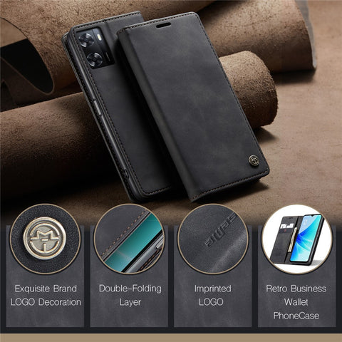 CASEME 013 Series Leather Case for Oppo A57 4G / A57s 4G / A57e 4G / A77 4G / A77s 4G / OnePlus Nord N20 SE 4G Wallet Stand Phone Cover