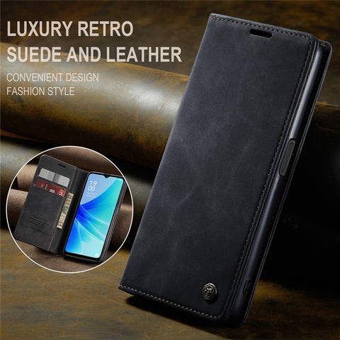 CASEME 013 Series Leather Case for Oppo A57 4G / A57s 4G / A57e 4G / A77 4G / A77s 4G / OnePlus Nord N20 SE 4G Wallet Stand Phone Cover