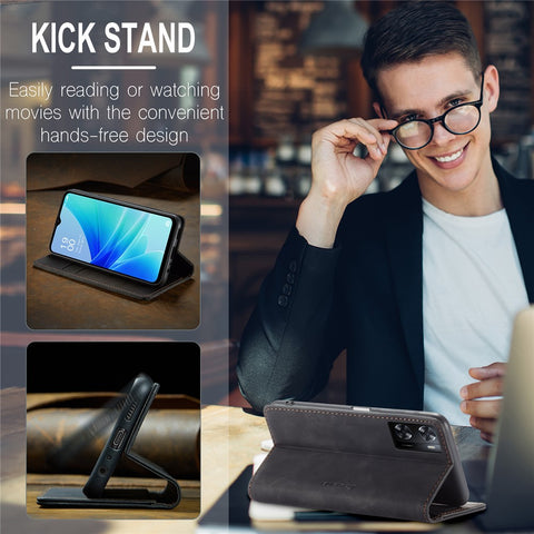 CASEME 013 Series Leather Case for Oppo A57 4G / A57s 4G / A57e 4G / A77 4G / A77s 4G / OnePlus Nord N20 SE 4G Wallet Stand Phone Cover