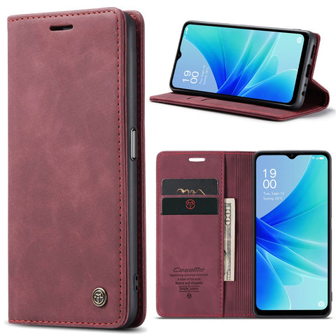CASEME 013 Series Leather Case for Oppo A57 4G / A57s 4G / A57e 4G / A77 4G / A77s 4G / OnePlus Nord N20 SE 4G Wallet Stand Phone Cover