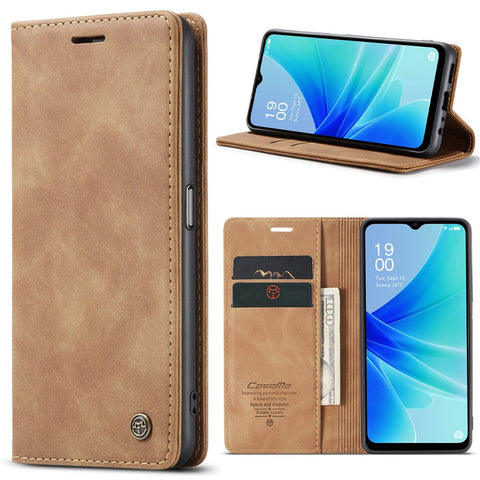 CASEME 013 Series Leather Case for Oppo A57 4G / A57s 4G / A57e 4G / A77 4G / A77s 4G / OnePlus Nord N20 SE 4G Wallet Stand Phone Cover