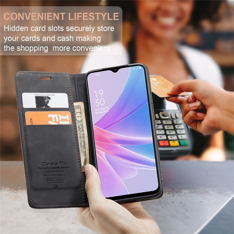 CASEME 013 Series For Oppo A78 5G Multifunction Wallet Phone Case PU Leather Stand Flip Cover