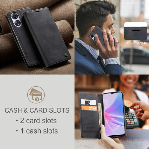 CASEME 013 Series For Oppo A78 5G Multifunction Wallet Phone Case PU Leather Stand Flip Cover