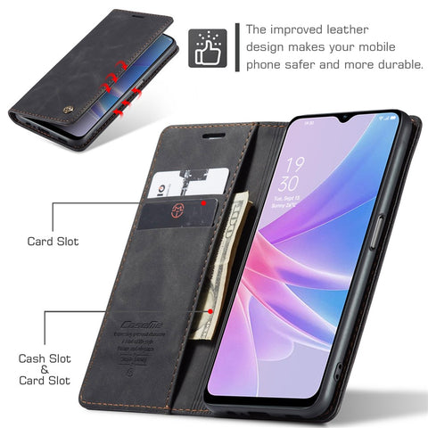 CASEME 013 Series For Oppo A78 5G Multifunction Wallet Phone Case PU Leather Stand Flip Cover