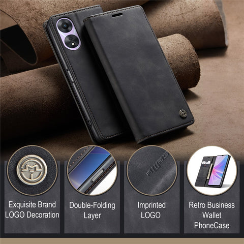 CASEME 013 Series For Oppo A78 5G Multifunction Wallet Phone Case PU Leather Stand Flip Cover