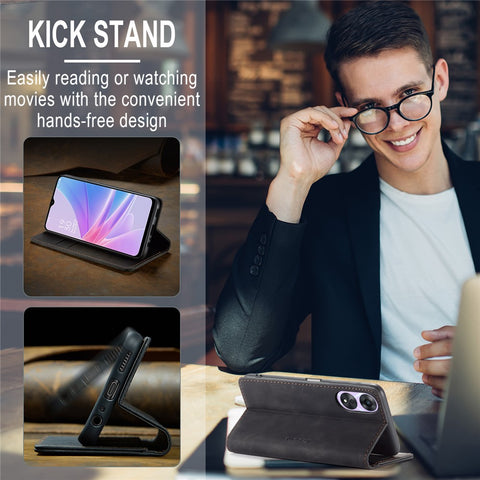 CASEME 013 Series For Oppo A78 5G Multifunction Wallet Phone Case PU Leather Stand Flip Cover
