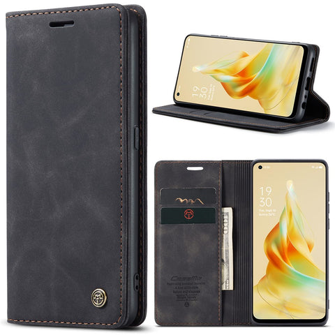 CASEME 013 Series For Oppo Reno8 T 4G Anti-Scratch Phone Cover Wallet PU Leather Coated TPU Shell Stand Flip Case