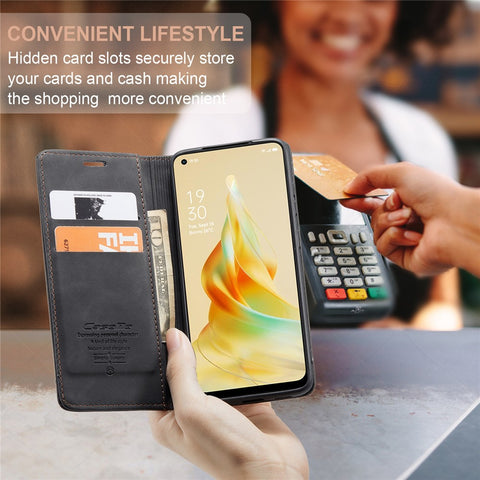CASEME 013 Series For Oppo Reno8 T 4G Anti-Scratch Phone Cover Wallet PU Leather Coated TPU Shell Stand Flip Case