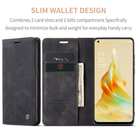 CASEME 013 Series For Oppo Reno8 T 4G Anti-Scratch Phone Cover Wallet PU Leather Coated TPU Shell Stand Flip Case