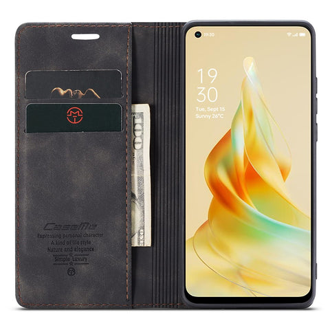 CASEME 013 Series For Oppo Reno8 T 4G Anti-Scratch Phone Cover Wallet PU Leather Coated TPU Shell Stand Flip Case