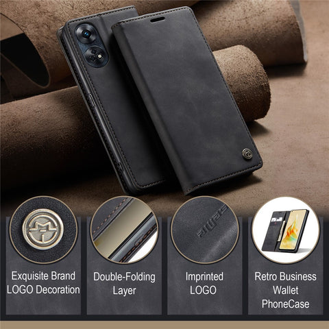 CASEME 013 Series For Oppo Reno8 T 4G Anti-Scratch Phone Cover Wallet PU Leather Coated TPU Shell Stand Flip Case