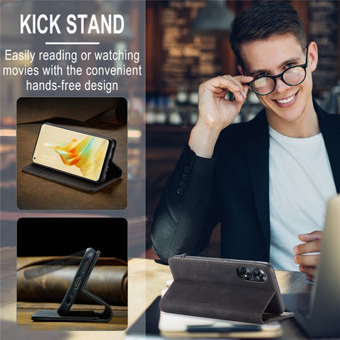 CASEME 013 Series For Oppo Reno8 T 4G Anti-Scratch Phone Cover Wallet PU Leather Coated TPU Shell Stand Flip Case