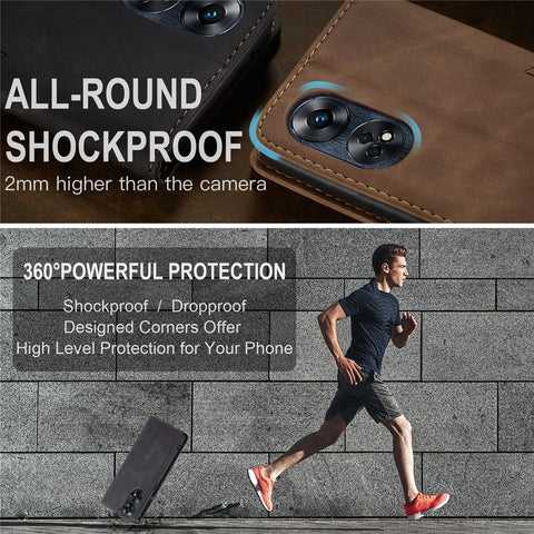 CASEME 013 Series For Oppo Reno8 T 4G Anti-Scratch Phone Cover Wallet PU Leather Coated TPU Shell Stand Flip Case