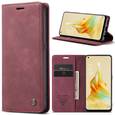 CASEME 013 Series For Oppo Reno8 T 4G Anti-Scratch Phone Cover Wallet PU Leather Coated TPU Shell Stand Flip Case
