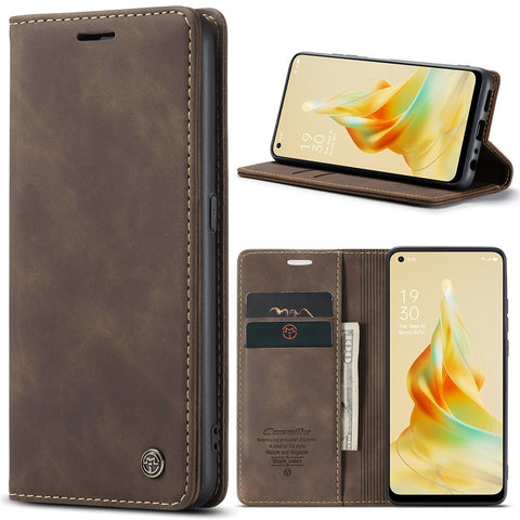 CASEME 013 Series For Oppo Reno8 T 4G Anti-Scratch Phone Cover Wallet PU Leather Coated TPU Shell Stand Flip Case