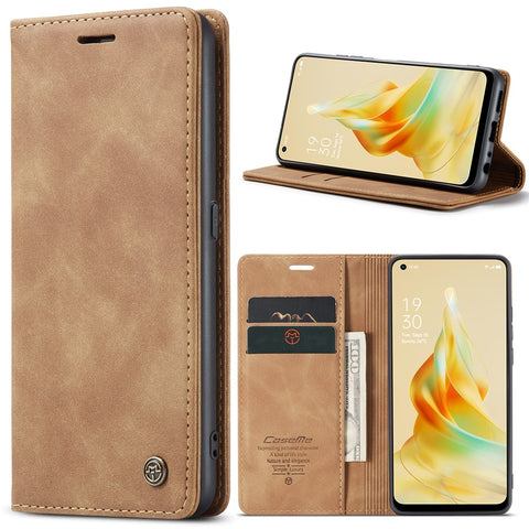 CASEME 013 Series For Oppo Reno8 T 4G Anti-Scratch Phone Cover Wallet PU Leather Coated TPU Shell Stand Flip Case