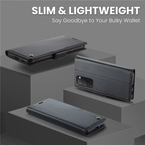For Samsung Galaxy S20 FE / S20 FE 5G / S20 FE 2022 / S20 Lite Leather Case CASEME 023 RFID Blocking 3 Card Slot Mobile Cover