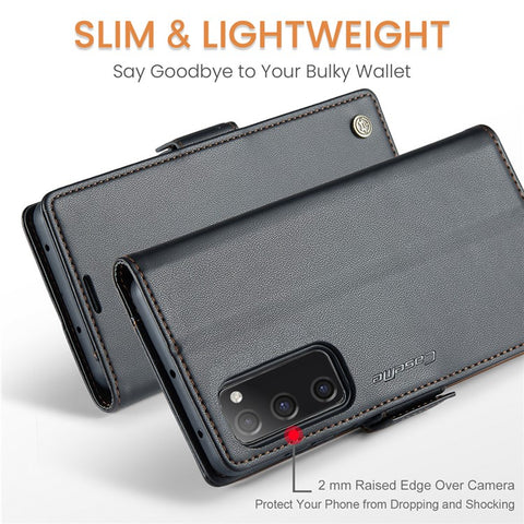 For Samsung Galaxy S20 FE / S20 FE 5G / S20 FE 2022 / S20 Lite Leather Case CASEME 023 RFID Blocking 3 Card Slot Mobile Cover