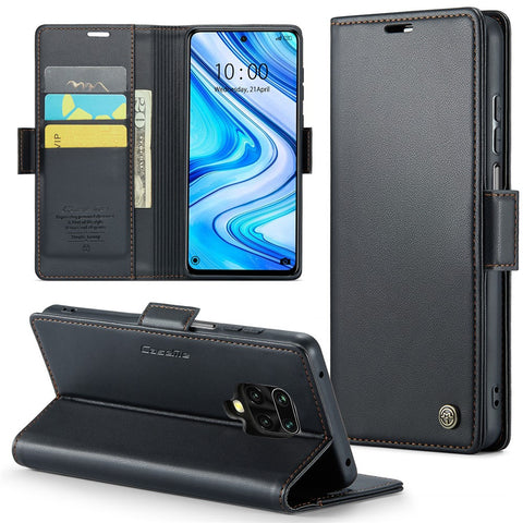 For Xiaomi Redmi Note 9S 4G / Note 9 Pro 4G / Note 9 Pro Max Leather Case CASEME 023 RFID Blocking 3 Card Slot Mobile Cover