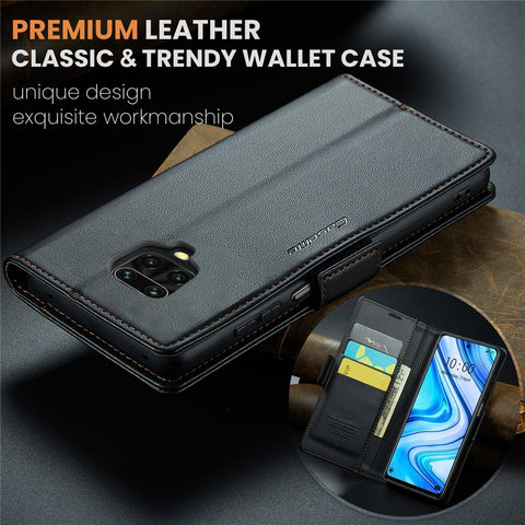 For Xiaomi Redmi Note 9S 4G / Note 9 Pro 4G / Note 9 Pro Max Leather Case CASEME 023 RFID Blocking 3 Card Slot Mobile Cover